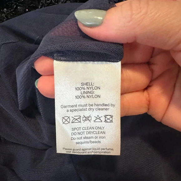 NWT Rachel Gilbert Mirella Sequin Navy Midi Dress Bow Sash Long Sleeve Size 8 - Picture 12 of 12